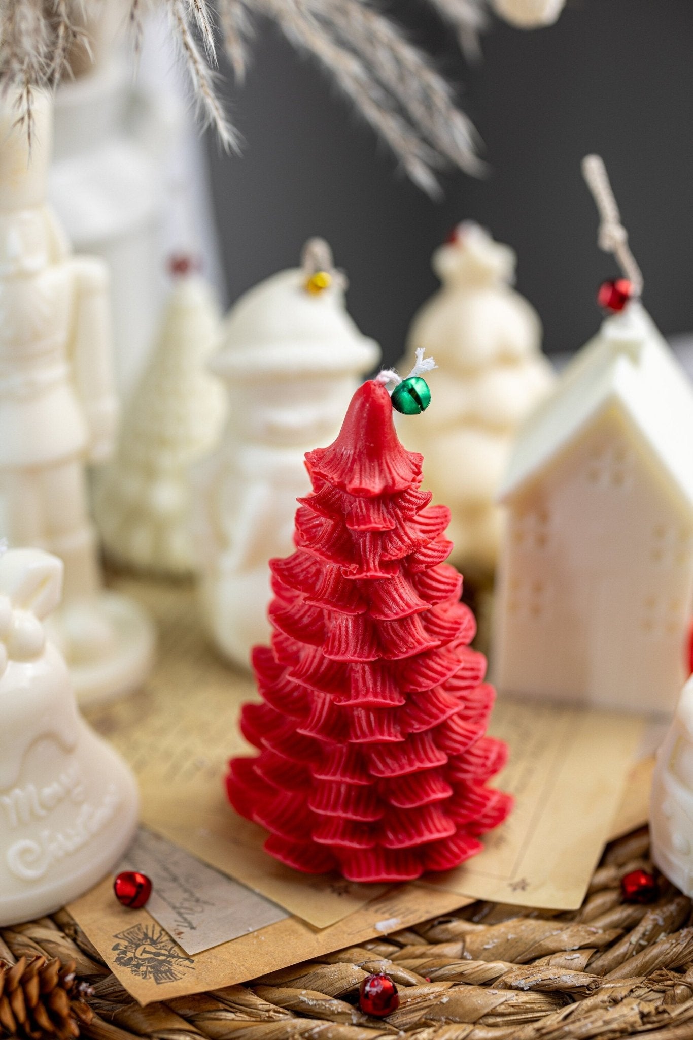 CHRISTMAS TREE CANDLE | Decorative holiday candle | Festive pillar candle | Holiday decor | Christmas Gift | Luxury soy candle