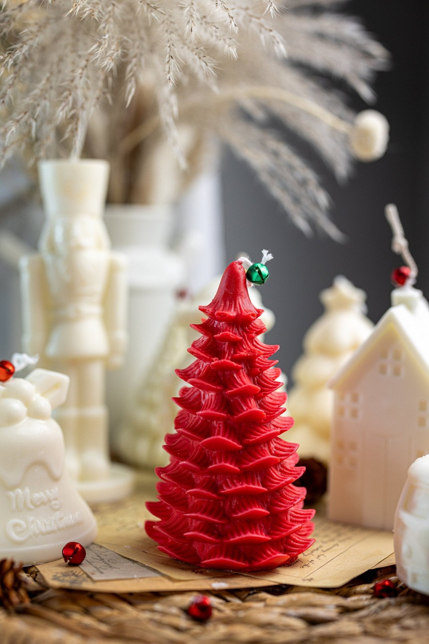 CHRISTMAS TREE CANDLE | Decorative holiday candle | Festive pillar candle | Holiday decor | Christmas Gift | Luxury soy candle