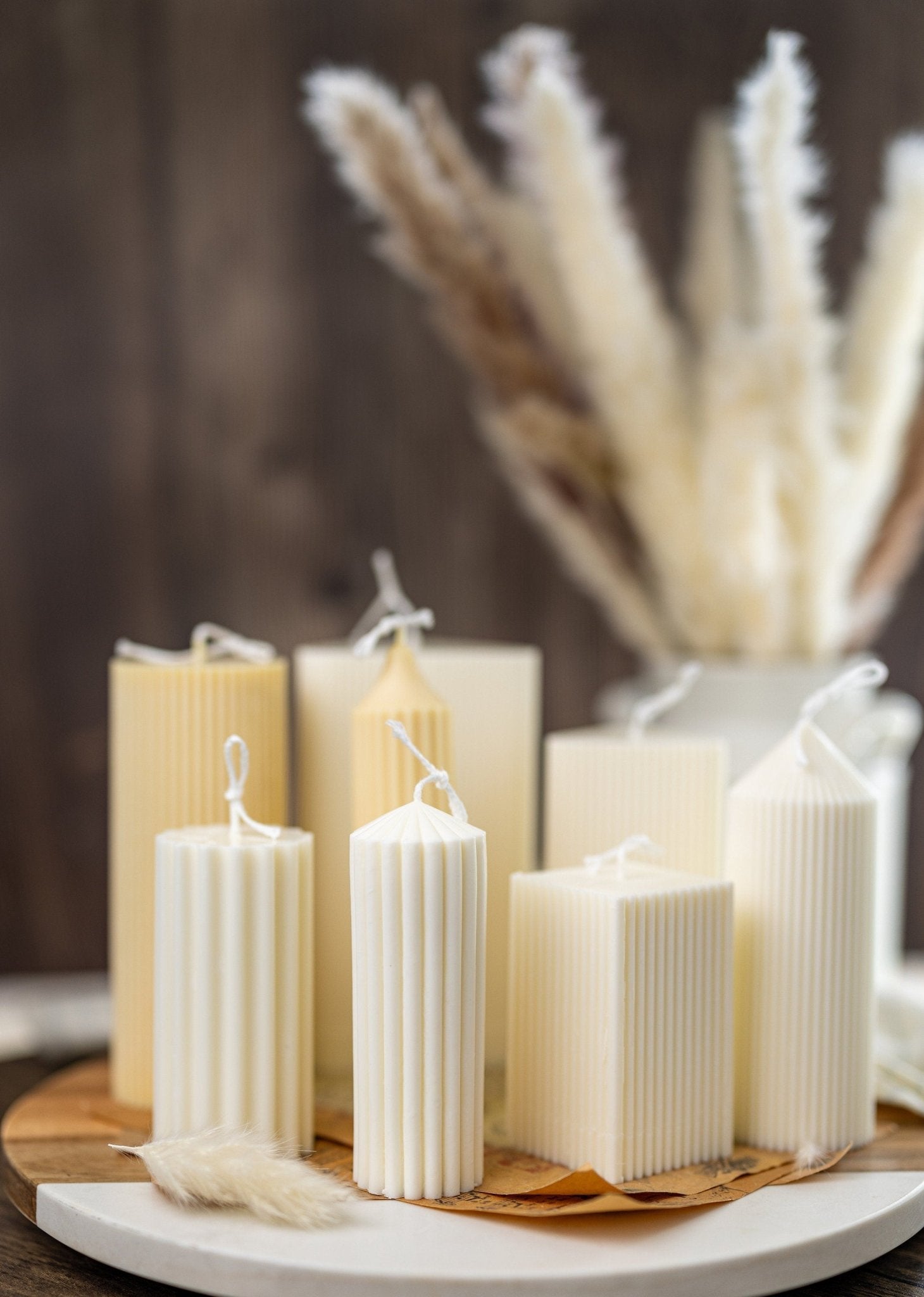 Ribbed Thick Pillar Candle/Scented/Anniversary/Pillar candle/Birthday gift/ Minimalist candle/Easter Decor/Wedding Decor