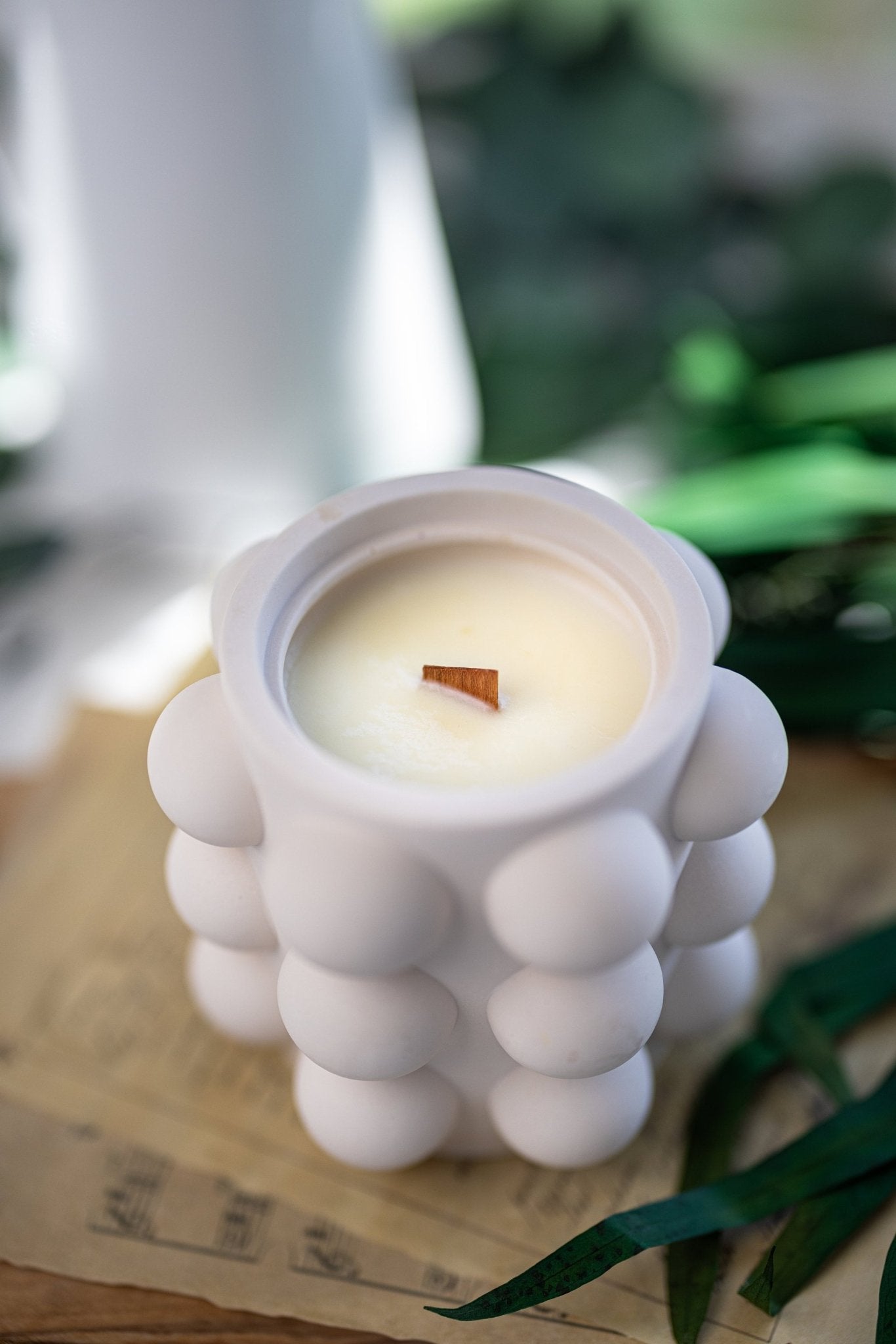 Bubble Jar/Jesmonite Resin Candle Jar /Scented Soy Candle/Handmade Jars/Wood Wick Candles