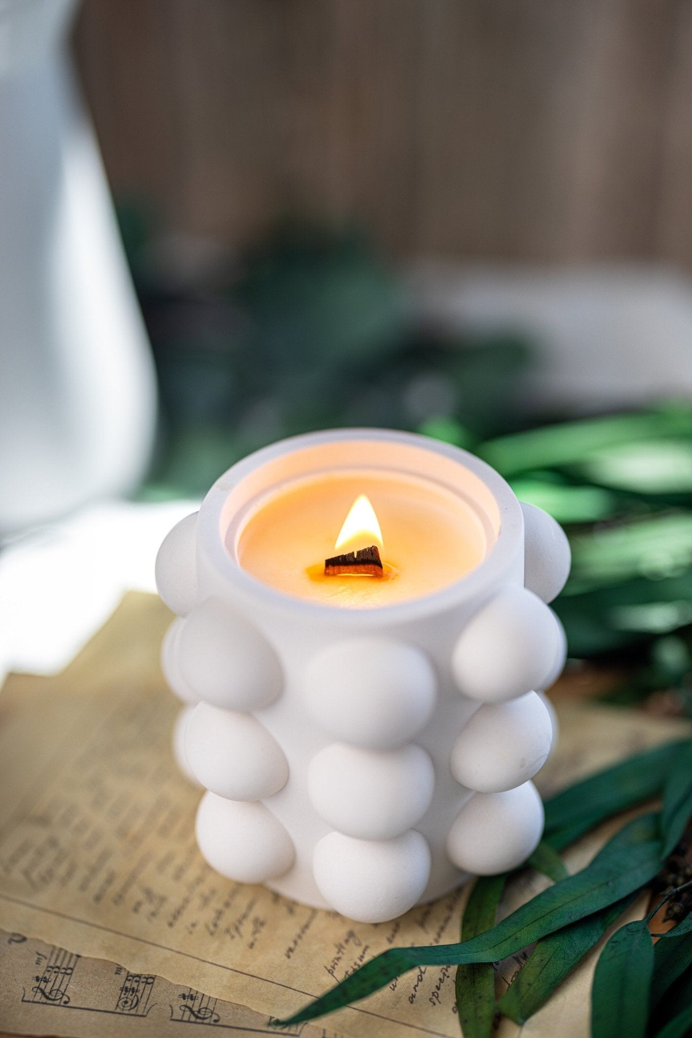 Bubble Jar/Jesmonite Resin Candle Jar /Scented Soy Candle/Handmade Jars/Wood Wick Candles
