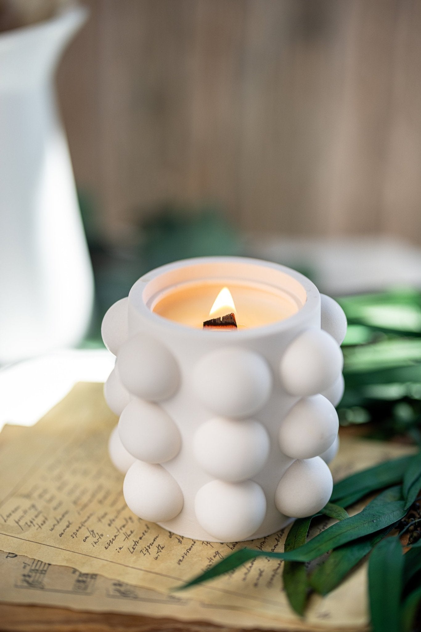 Bubble Jar/Jesmonite Resin Candle Jar /Scented Soy Candle/Handmade Jars/Wood Wick Candles