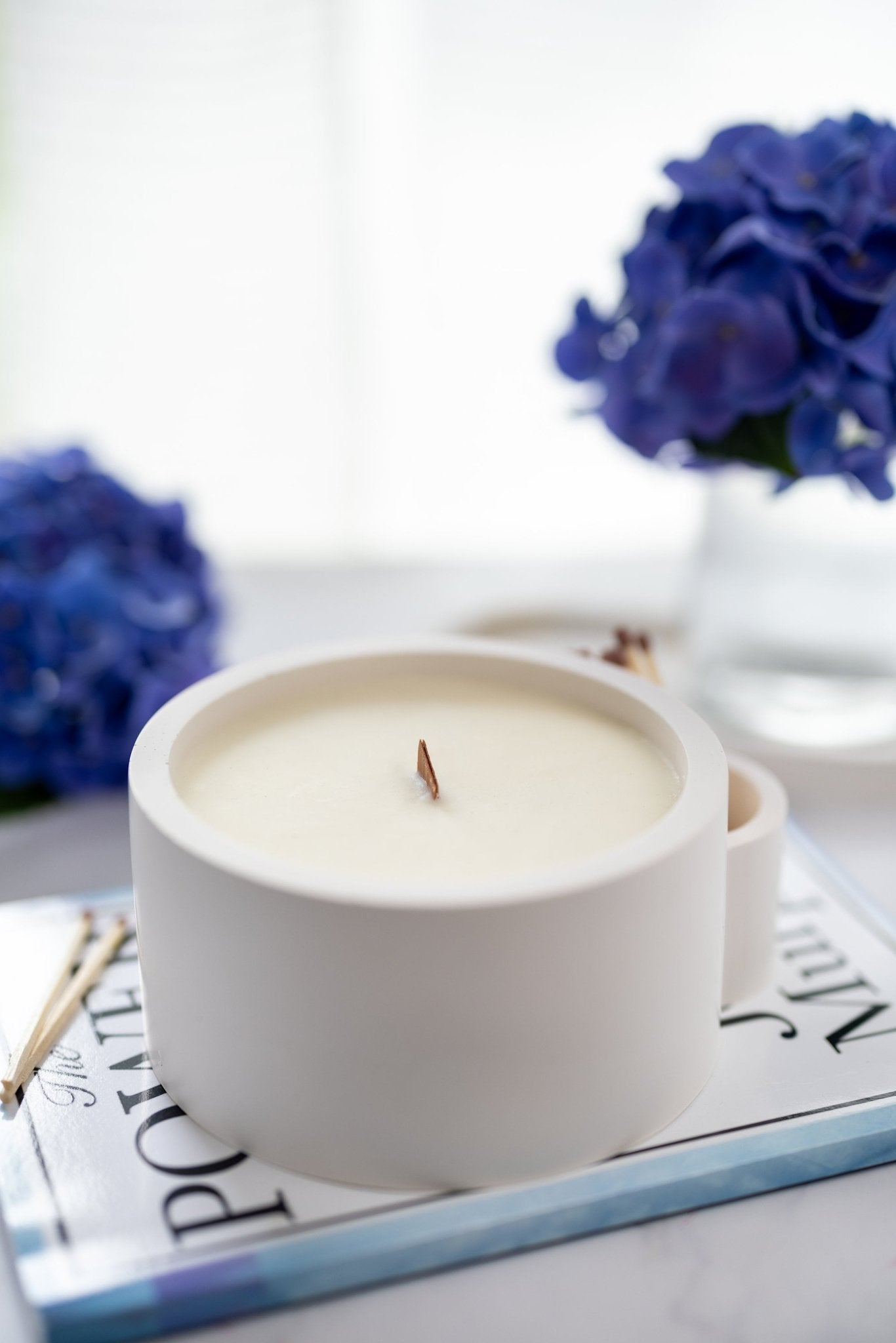Concrete Vessel Candle Match Holder , Jesmonite Resin ,Flower Pot, Large Candle with Matches