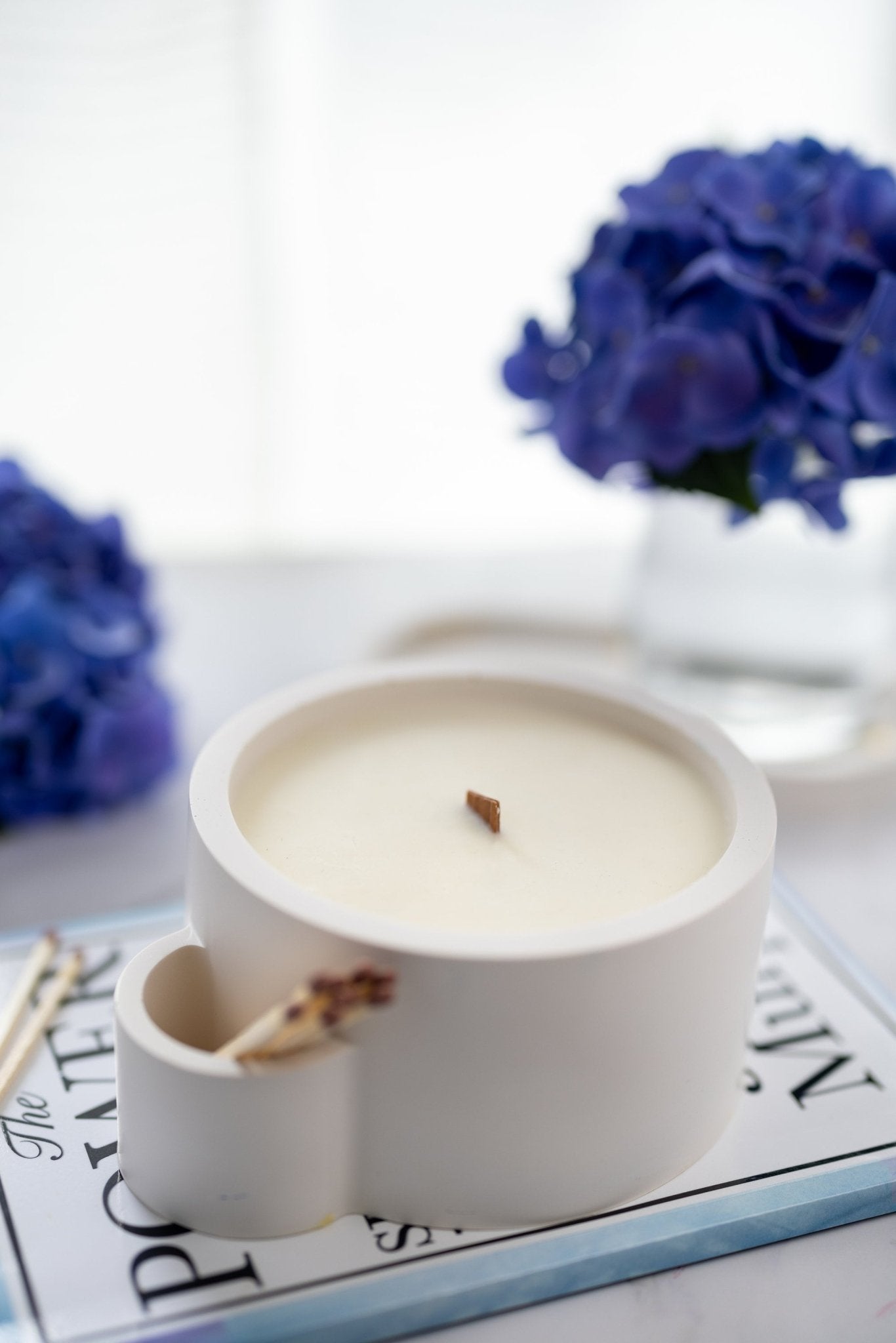 Concrete Vessel Candle Match Holder , Jesmonite Resin ,Flower Pot, Large Candle with Matches