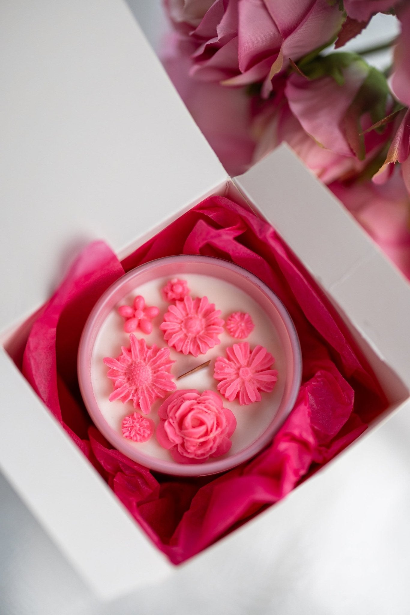 Personalized Flower Mother's Day Candle /Gift for Mum/Mother's Day Gift/10oz Iridescent Glass Jar Pink Candle/Handmade Candle
