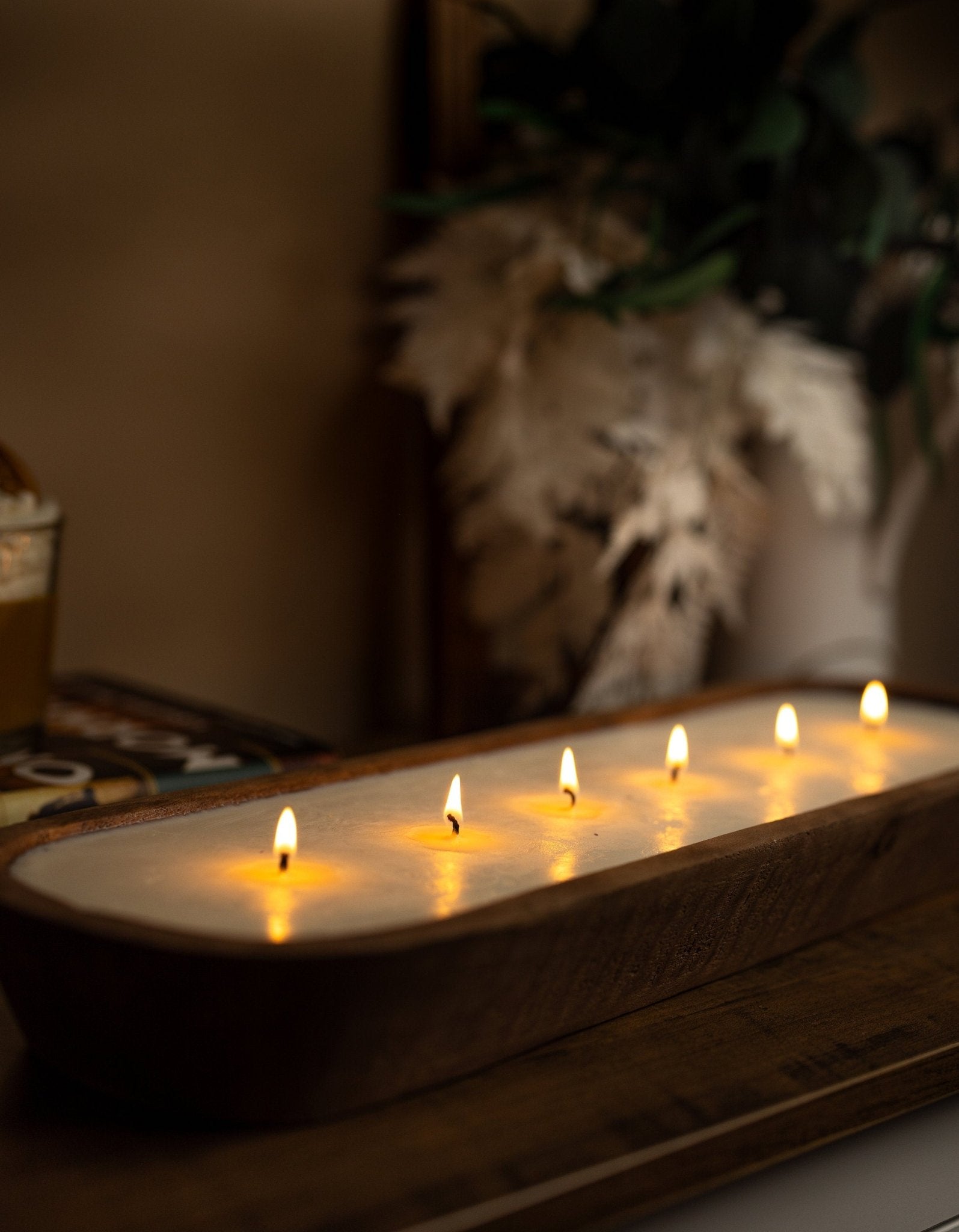 Large Hand Carved Baguette Bowl Candle/Natural Soy/ Reusable/Wooden Farmhouse Decor/Perfect gifting/ Christmas Holidays