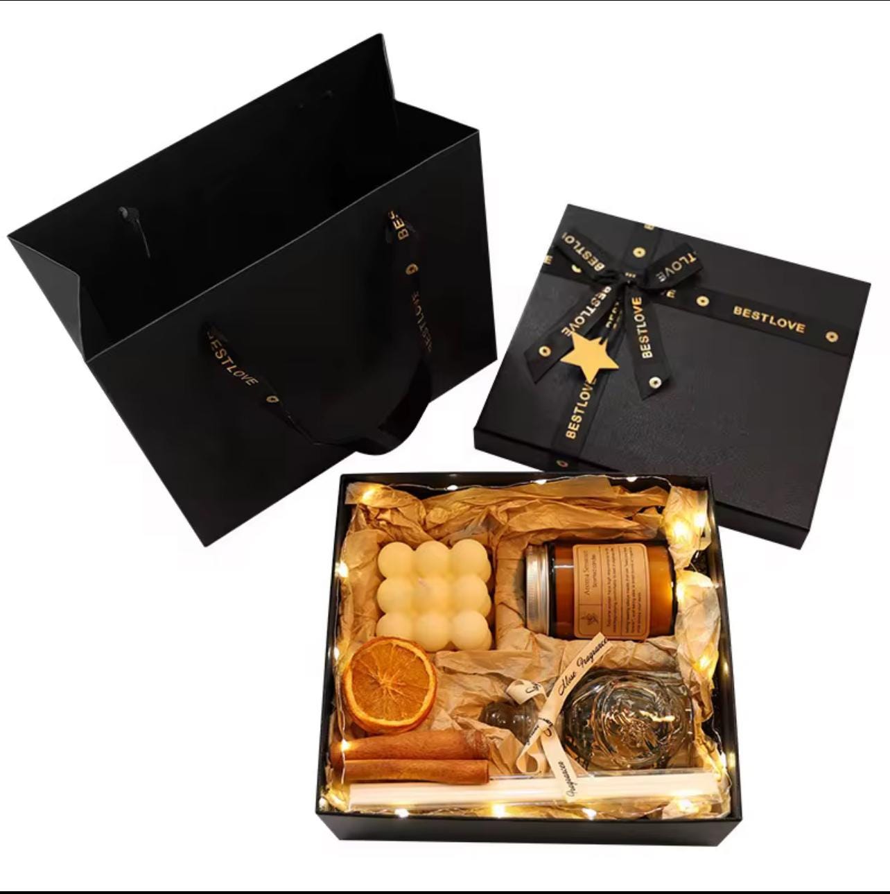 Hot Sale Aromatherapy 100% Soy Wax Candle Gift Set / Reed Diffuser Gift Set/Comes with a Black Box as well