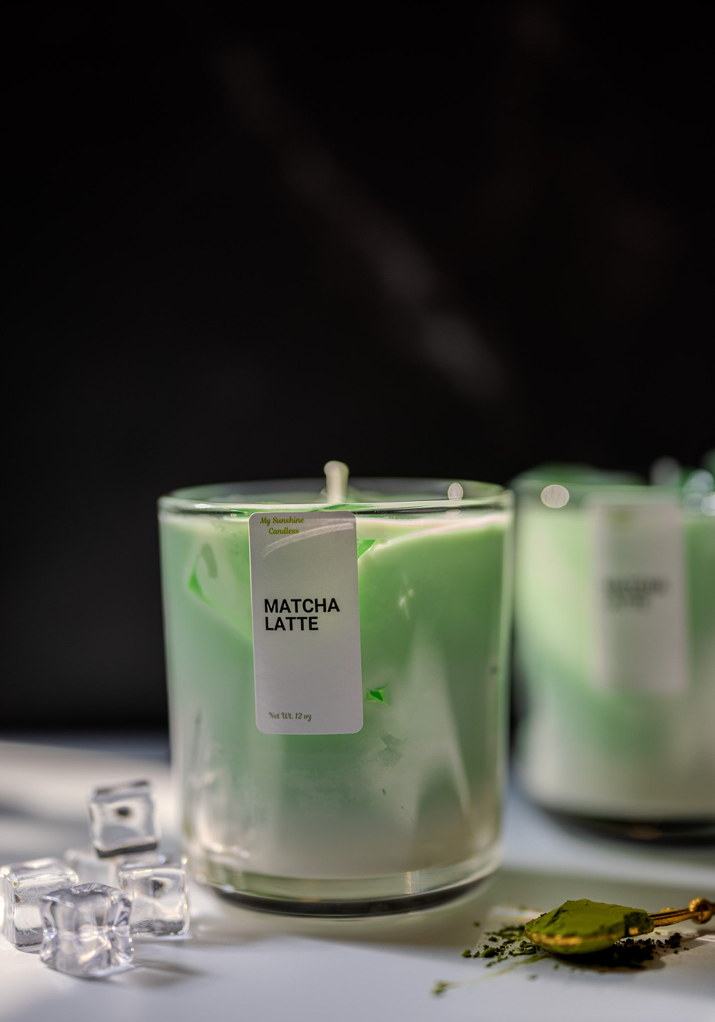 Matcha Latte Candle 12 oz |Best  Iced Matcha Latte Scented Handmade Candle 2025 | Matcha Scented Candle with Ice Cube Design | Gift for Her