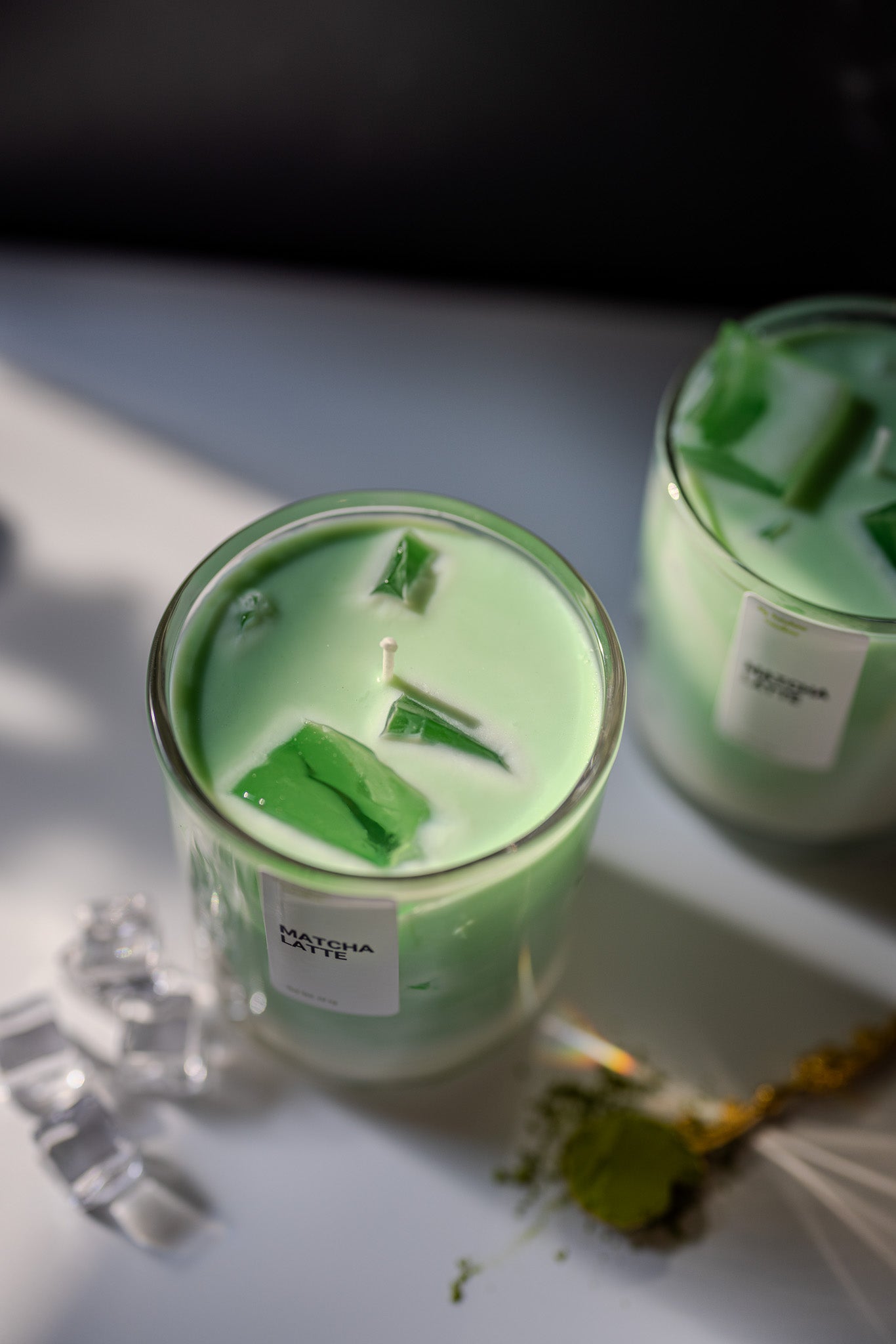 Matcha Latte Candle 12 oz |Best  Iced Matcha Latte Scented Handmade Candle 2025 | Matcha Scented Candle with Ice Cube Design | Gift for Her