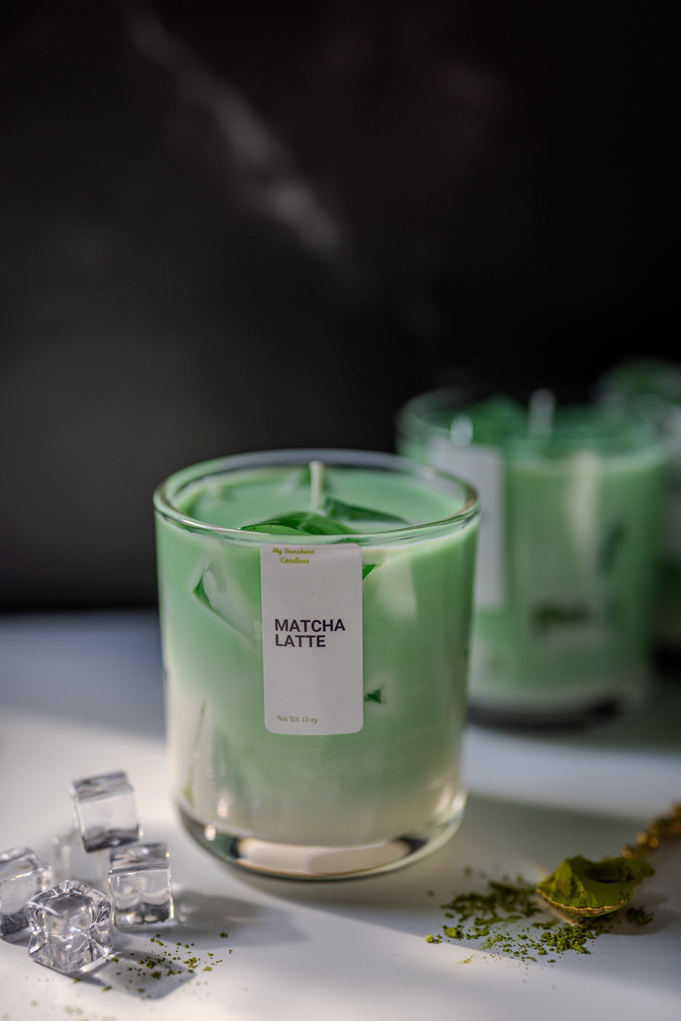 Matcha Latte Candle 12 oz |Best  Iced Matcha Latte Scented Handmade Candle 2025 | Matcha Scented Candle with Ice Cube Design | Gift for Her