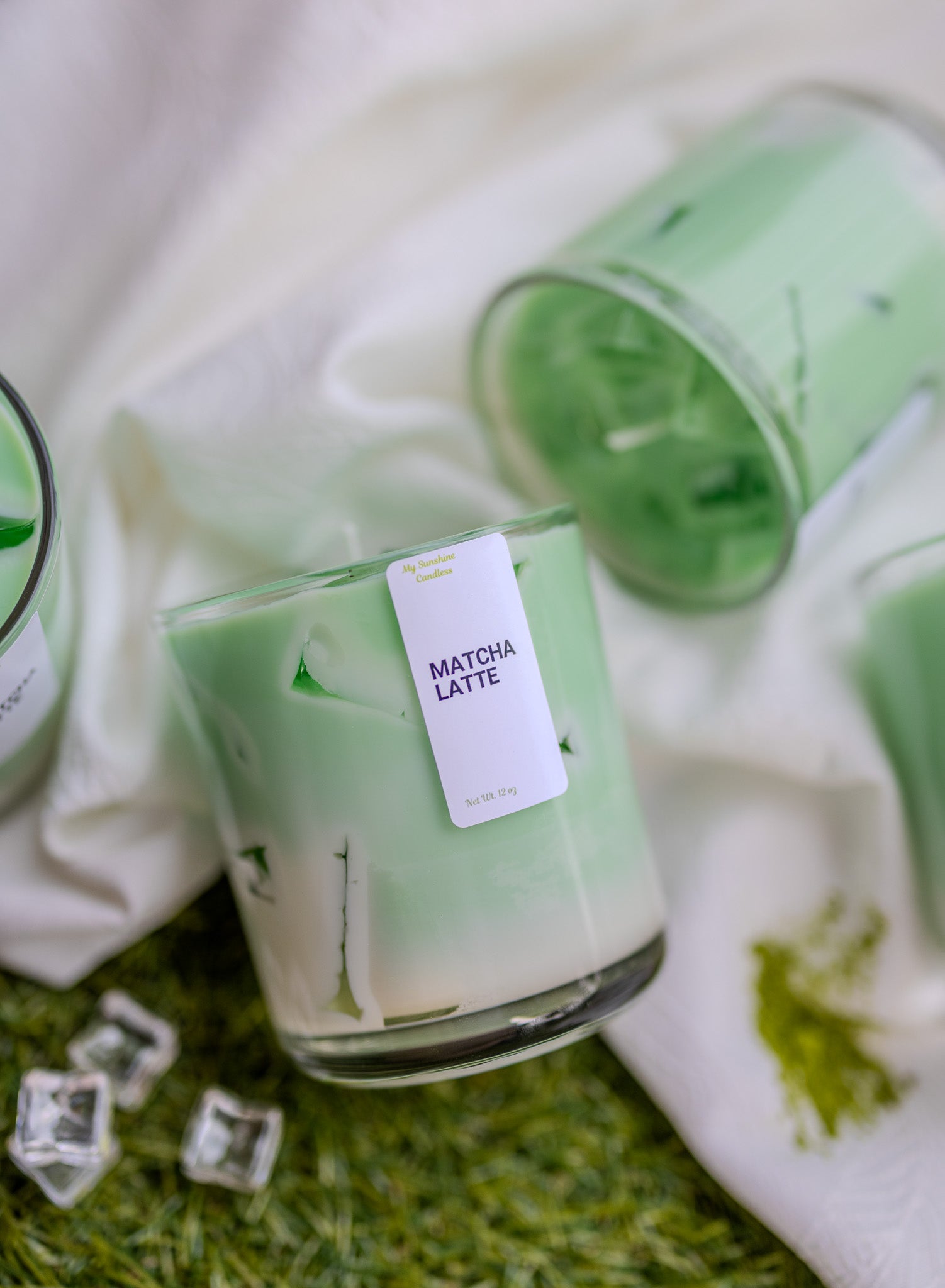 Matcha Latte Candle 12 oz |Best  Iced Matcha Latte Scented Handmade Candle 2025 | Matcha Scented Candle with Ice Cube Design | Gift for Her