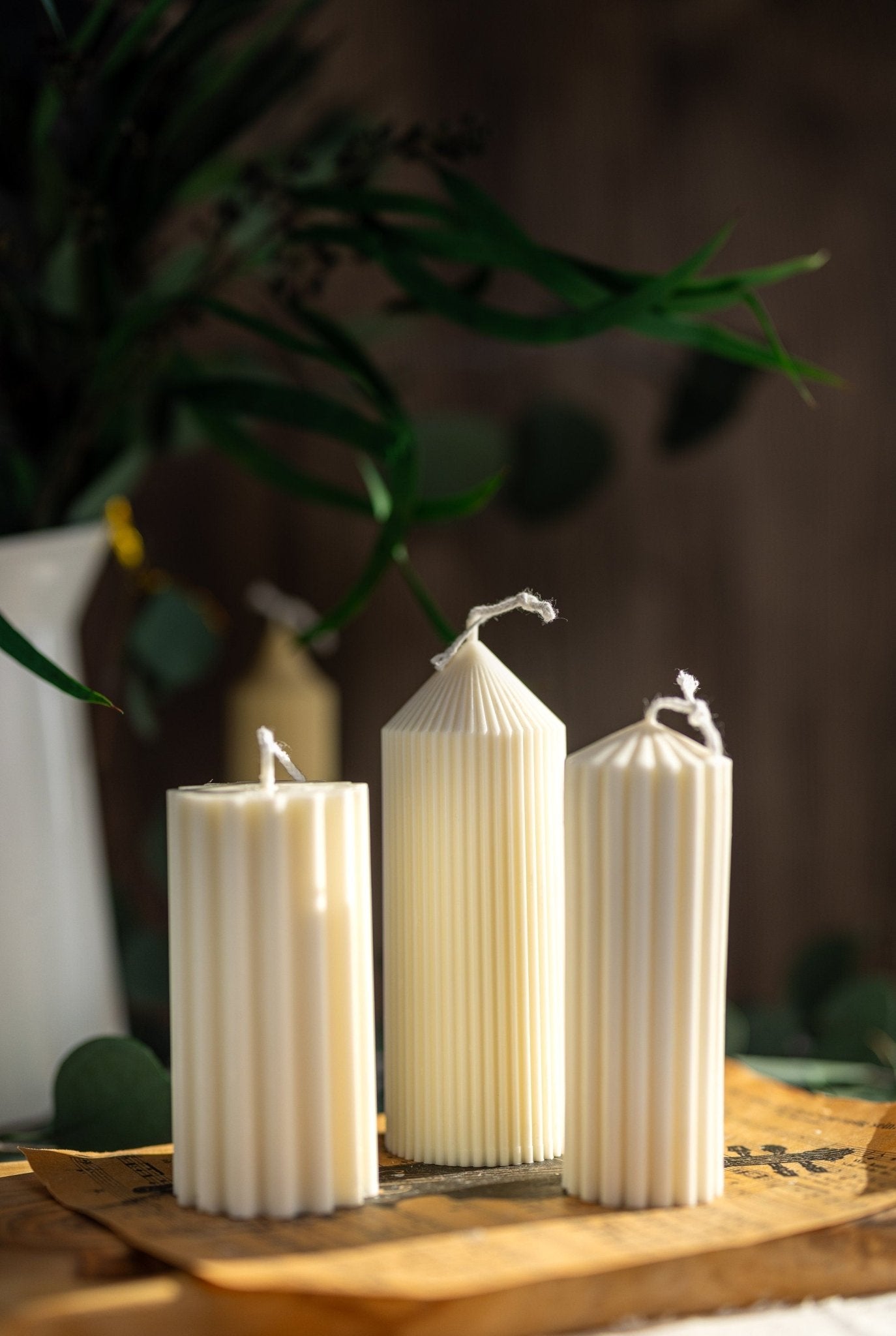 Ribbed Thick Pillar Candle/Scented/Anniversary/Pillar candle/Birthday gift/ Minimalist candle/Easter Decor/Wedding Decor