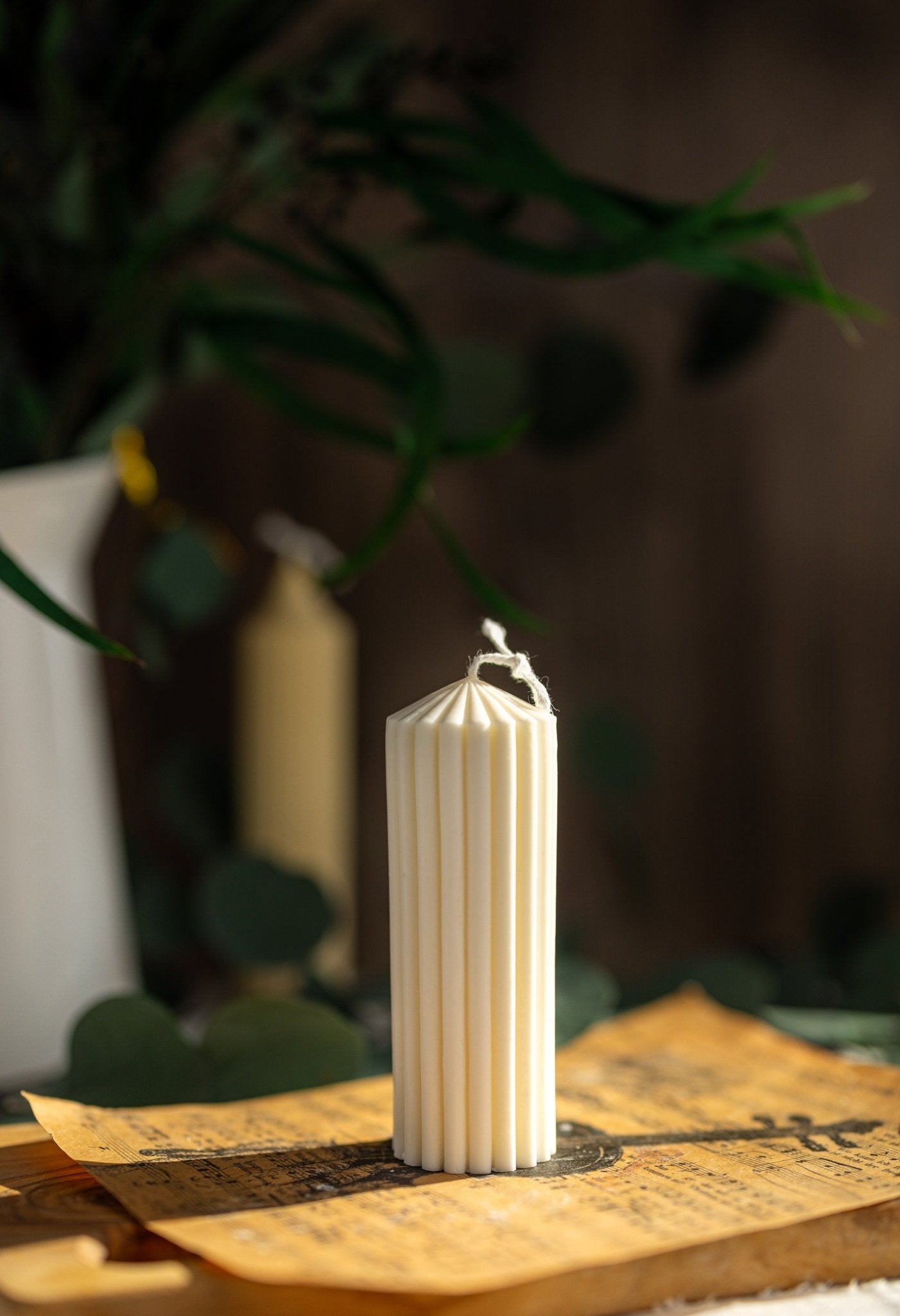 Tall Ribbed Pillar Candle, Ribbed Pillar Candle, Aesthetic Candle, Sculptural Candle, Decorative Modern Geometric Candle/Choose Any Color