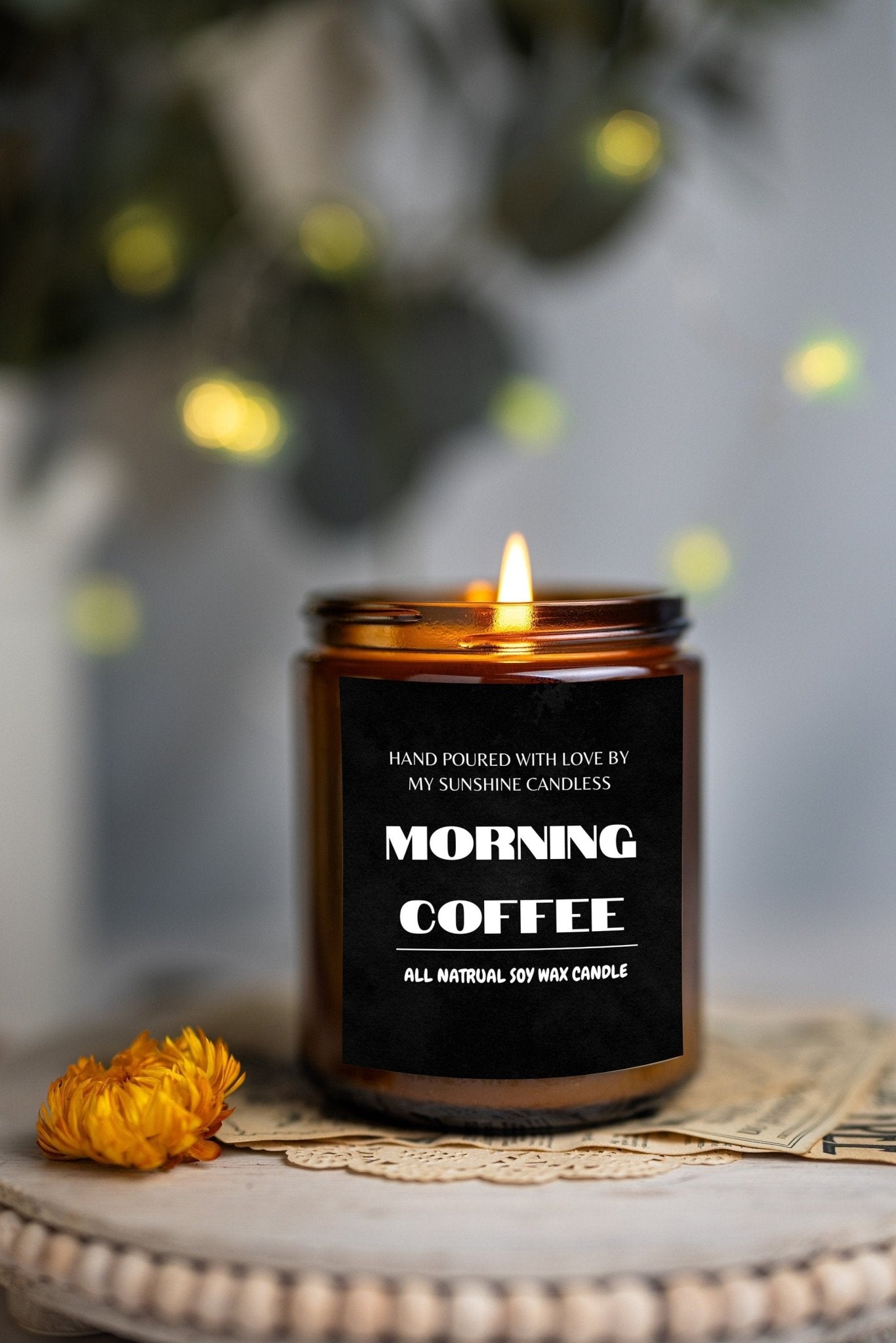 Morning Coffee Soy Wax Candle/Wax Candle in Amber Jars , Coffee Scented Candle Gift for you Coffee Lover