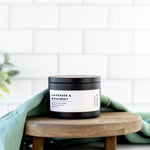 Lavender & Rosmerry Tin Soy Wax Candle, Black Round Tin Candle Container, Lead Free Wicks, Double Wick Candle/Relaxing Candle