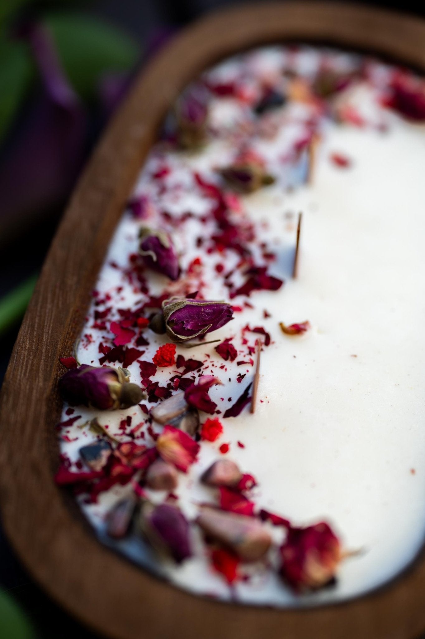 WOOD DOUGH BOWL Crystal Candle Natural/Stone Candle Spell Candle /Crystal Infused Candle / Dry Flowers Candle /Housewarming Gift 3 Wood Wick